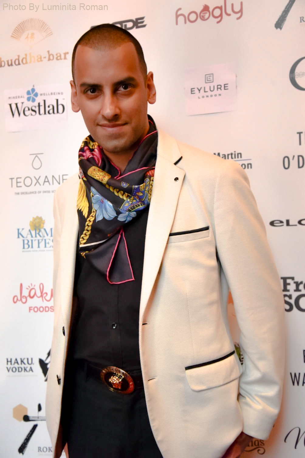 On the red carpet in Knightsbridge at Nina Naustdal's London Fashion Week show at Buddha-Bar London