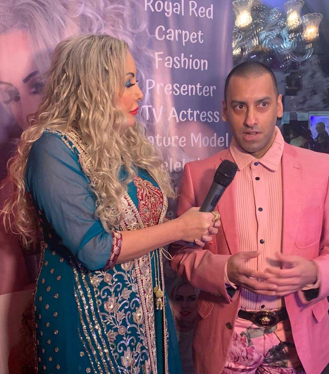 Being interviewed on the red carpet before performing a stage show at an Asian beauty pageant grand finale